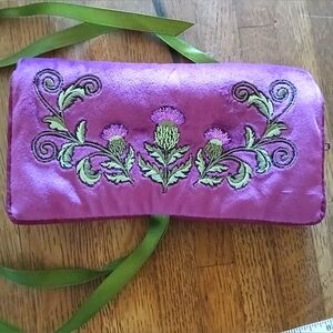 Scottish Thistle Faux-Velvet Roll-up Jewelry Bag